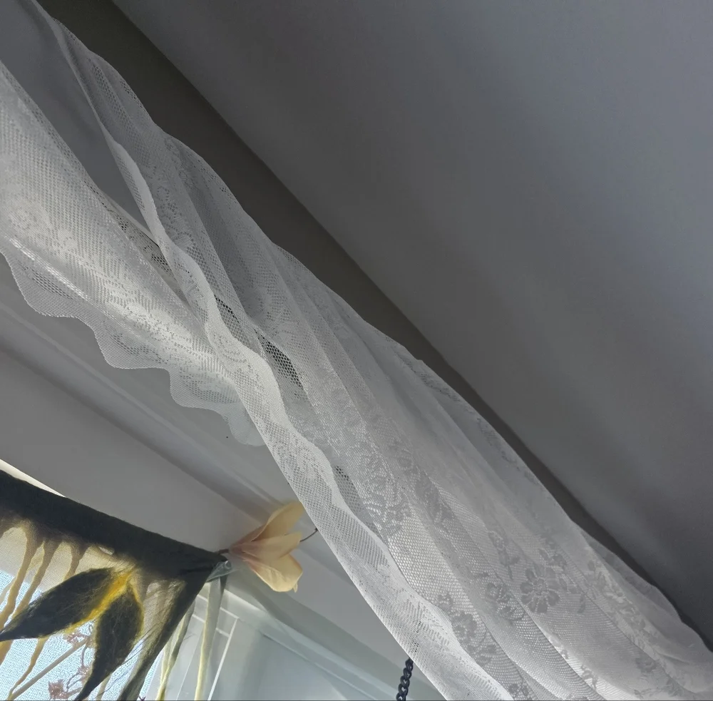 French Sheer Lace Vintage Window Scarf